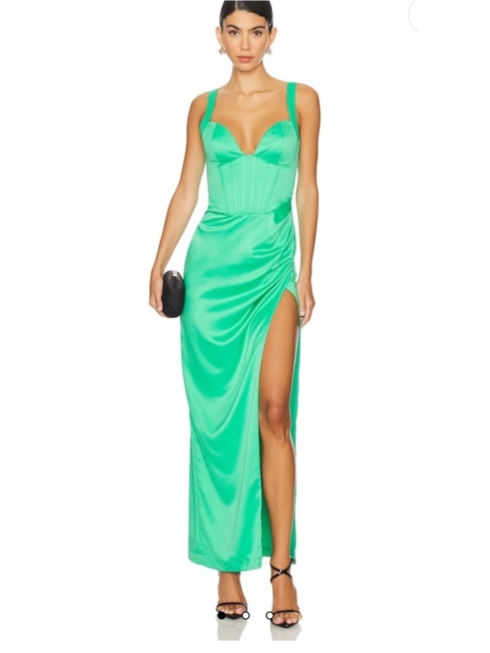 NBD Elodie Maxi Dress Gown In Green $288 XS Formal Corset Cocktail Party Prom